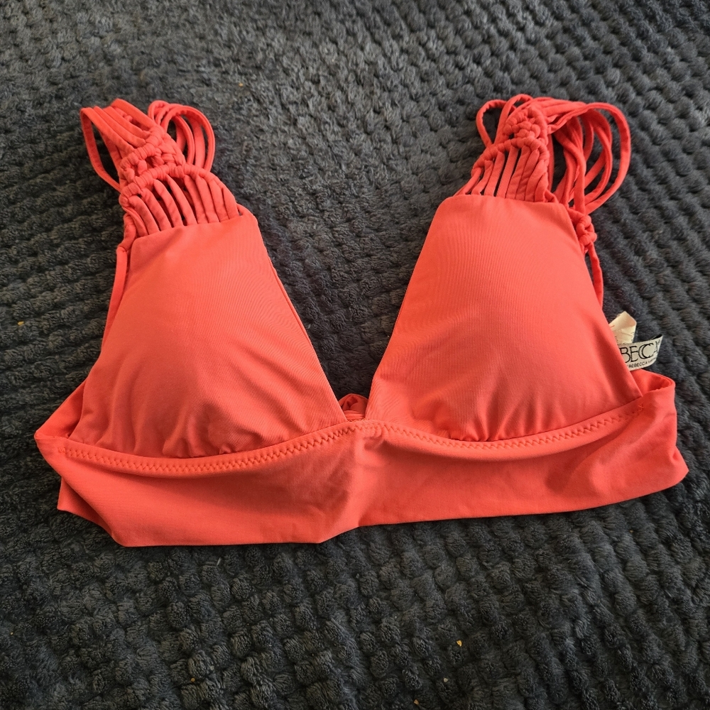 BECCA Vibrant Coral Bikini Top Size M